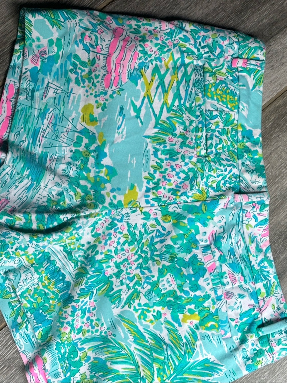 Lilly Pulitzer Turquoise, Pink & Green Tropical High-Waist Shorts - Picture 6 of 6